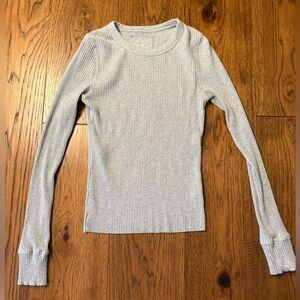 Aerie Light Gray Ribbed Long Sleeve Top